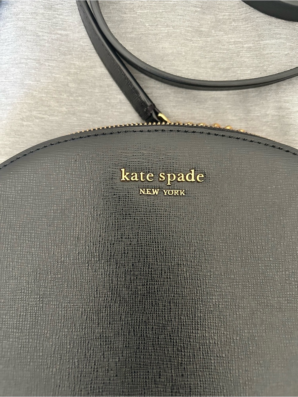 Kate Spade Morgan Double Zip Dome Crossbody Black Saffiano Leather Gold Chain - Picture 2 of 10